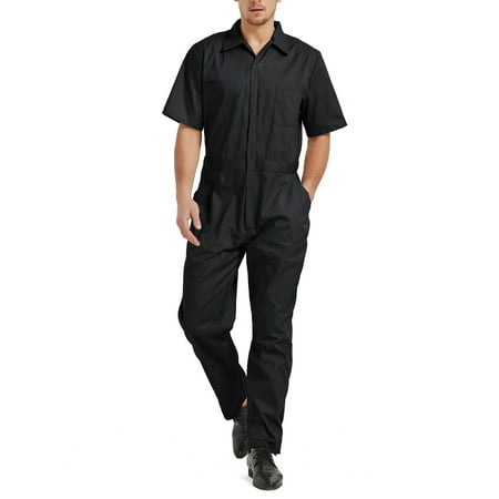 

Toptie Men s Short-Sleeve Work Coverall Light Weight with Elastic Waist Regular Length