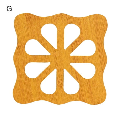 

UDIYO Cup Mat Decorative Cup Mat Heat Insulation Wood Hollow Cartoon Pattern Pot Holder for Daily Use