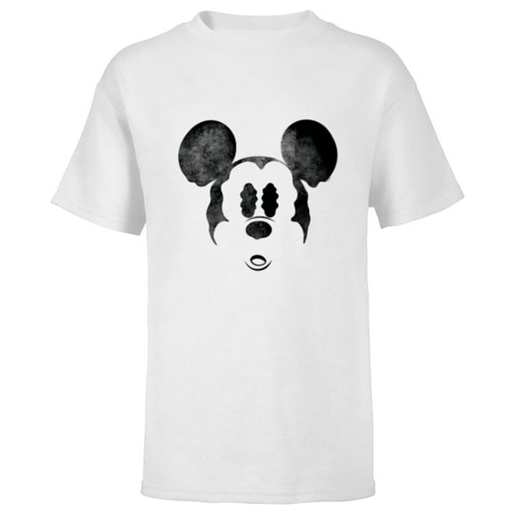 Disney Mickey Mouse Spooky Wiggly Face Retro Distressed - Short Sleeve T-Shirt for Kids - Customized-White