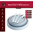 thumbnail image 2 of 100 Piece Silver & Black Disposable Plastic Plates & Plastic Silverware Set Heavyweight Place Setting | Service For 20 Guests Includes 20 Dinner Plates 20 Dessert Plates 20 Forks 20 Spoons 20 Knives, 2 of 5