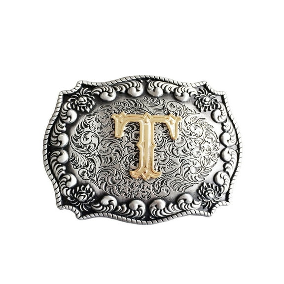 Initial Letter T Cowboy Cowgirl Western Belt Buckle