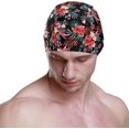thumbnail image 2 of FYBTO Swimming Cap Palm Leaf Summer Leaf Flower Red Unisex Adult FYBTO Polyester, 2 of 4