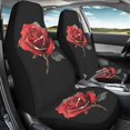 thumbnail image 4 of POLERO Car Seat Covers for Front Cushion and Backrest Protector All Season, Breathable Stretchy Front Seat Cover Wrap around Fit, Red Gold Rose Print, 4 of 13