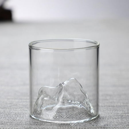 

Mountain Range Design Clear Round Whiskey Glass Creative Multipurpose Party Drinkware