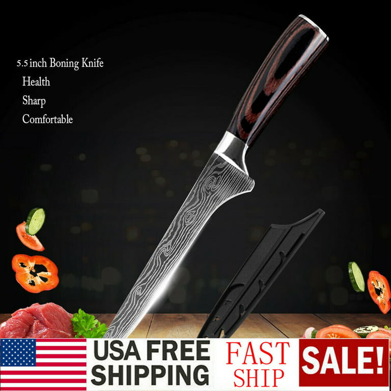 Professional 3 Piece Boning Knife Set, 7 Butcher Knife, 6.5 Meat Cleaver  Slicing Knife,5.5 Fillet Knife,High Carbon Steel Hand Forged Chef Knives