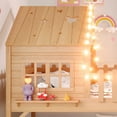 thumbnail image 4 of Bellemave Full Size Loft Bed with Slide and LED Lights, Wood House Roof Low Loft Beds Frame with Ladder, Under Bed Storage, No Box Spring Needed (Natural), 4 of 8