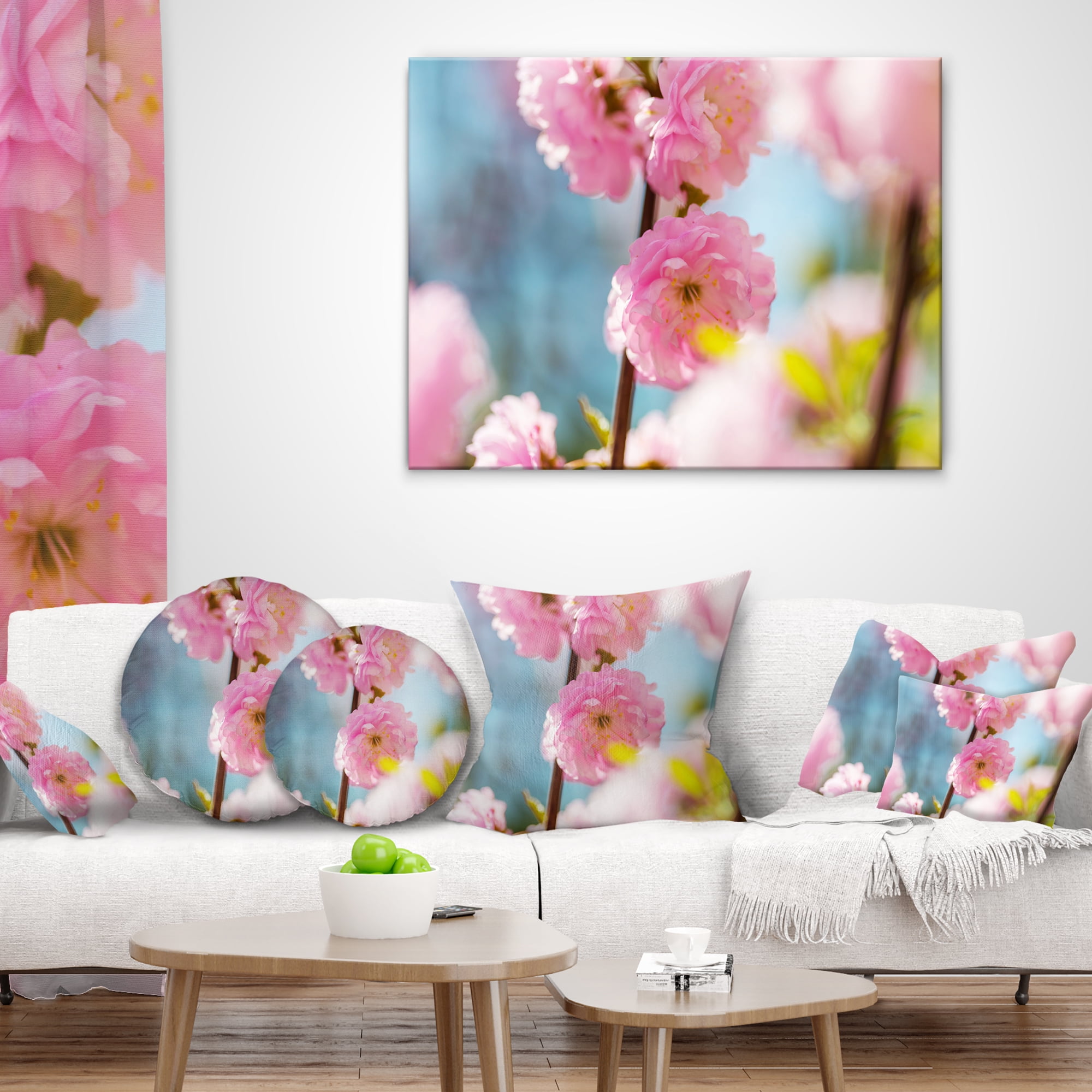 Designart 12" x 20" Pink Polyester Throw Pillow