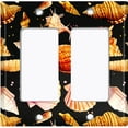 thumbnail image 2 of Metal Light Switch Wall Plate Outlet Cover (Colorful Sea Shells Pattern Black - Double Rocker), 2 of 2