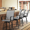 thumbnail image 3 of Alden Design 2pcs Outdoor Swivel Texteline Bar Stools with High Back for Garden, Black/Light Gray, 3 of 7