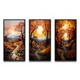 thumbnail image 2 of Designart "Autumnal Orchard in the Countryside" Landscape & Nature Framed Wall Art Set Of 3 - Orange Countryside Frame Canvas Set For Living Room Decor, 2 of 6