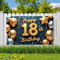 thumbnail image 6 of Gold Balloon Happy Birthday Banner Star Design Party Backdrop for 18th Birthday Celebration Indoor Decoration Event, 6 of 7
