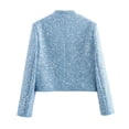 thumbnail image 4 of Jerdar Women's Sequined Tassel Jacket Collarless Long Sleeve Open Front Cropped Coat for Party Club Night Out and Wedding Guest L, 4 of 9
