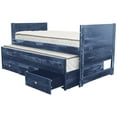 thumbnail image 2 of Bedz King Twin Captains Bed with Trundle and 3 Built in Drawers, Weathered Blue, 2 of 6