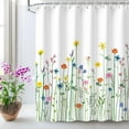 thumbnail image 3 of Floral Shower Curtain for Bathroom Flower Shower Curtain Watercolor Shower Curtain Wildflower Flowered Bathroom Curtain with Hooks Decorative Pretty Plant Shower Curtain, 72" W x 84 "H, 3 of 6