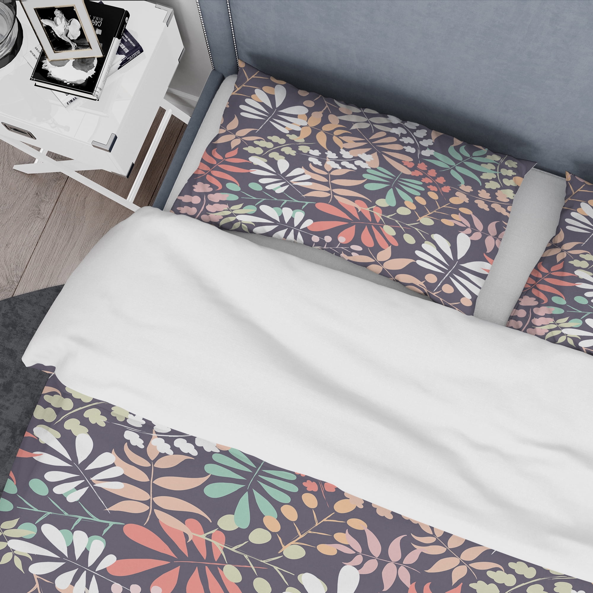 Designart 'Retro Botanical Pattern II' Mid-Century Modern Duvet Cover Set