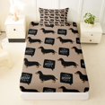 thumbnail image 3 of Homewish Cool Dachshund Dog Twin Sheets,Woof Print Bedding,Black,3-Piece,1 Fitted Sheet and 1 Pillowcase, 3 of 6