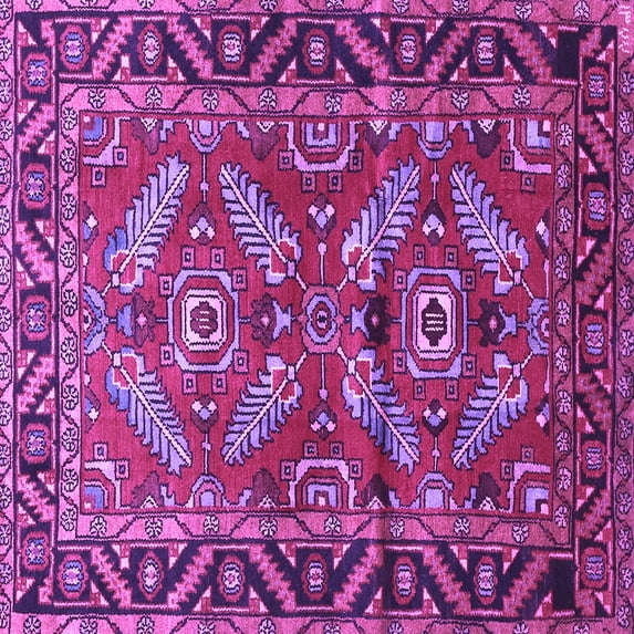 Ahgly Company Indoor Square Persian Purple Traditional Area Rugs, 7' Square