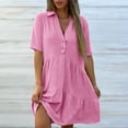 thumbnail image 2 of TaTaai Women's Casual Collared Short Sleeve Dress with Button Front, Soft Linen Blend, and Comfortable Mini Length Gift, 2 of 9