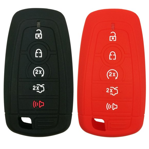 Coolbestda 2Pcs Rubber Key Fob Protector Case Keyless Entry Holder Cover Skin Jacket for 2018 2019 2020 2021 Ford Bronco Mustang Fusion Raptor F250 F350 F450 F550 Edge Explorer Expedition