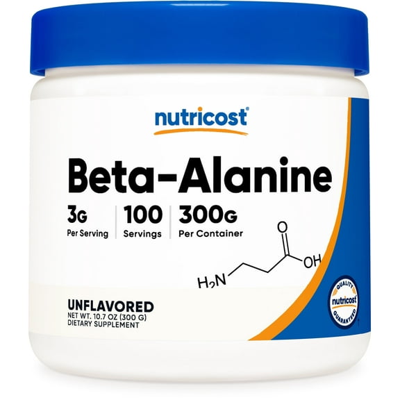 Nutricost Beta Alanine Powder 300 Grams, 100 Servings - Gluten Free & Non-GMO Supplement