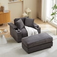 thumbnail image 2 of TUANLUO 44" Single Chaise Lounge Indoor, Corduroy Lounge Chair with Ottoman and Cup Holders, Deep Seat Couch for Living Room, Gray, 2 of 9