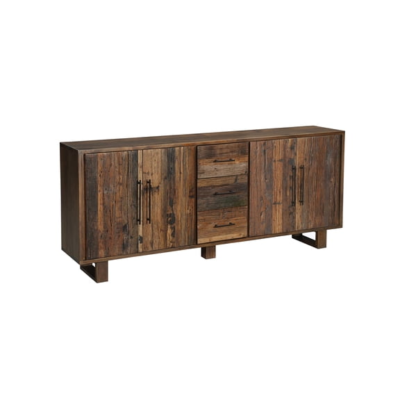 Taran Designs Cedric 4-door 3-drawer Solid Wood Sideboard in Dark Brown