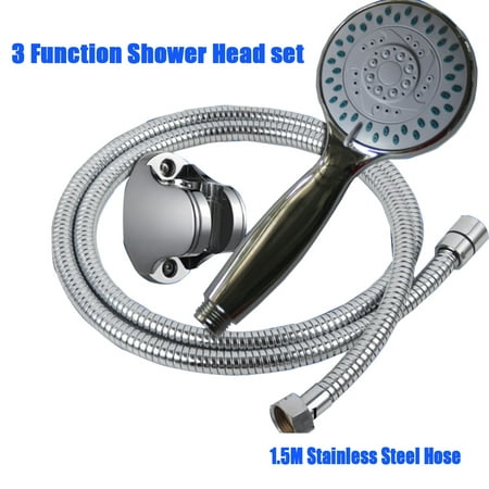 High Pressure Handheld Shower Head Stainless Steel with 1.5m/4.93FT Hose 3 Modes Massage Spa Showerhead Water Saving For