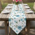 thumbnail image 6 of Table Runners 72 Inches Long, Turquoise Flowers Cotton Linen Kitchen Dining Coffee Table Runner for Party Home Decor, Modern Botanical Floral Leaves Plants Tabletop Dresser Scarves 16x72 Inch, 6 of 9