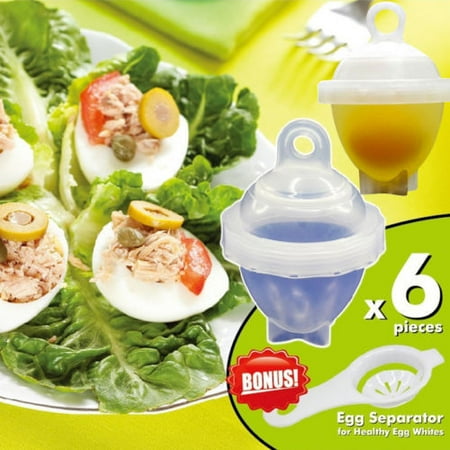 Porcelain Egg Cup Set - Egglettes Egg Eggies Cooker Hard Boiled Eggs without the Shell 6 Egg Cups Set
