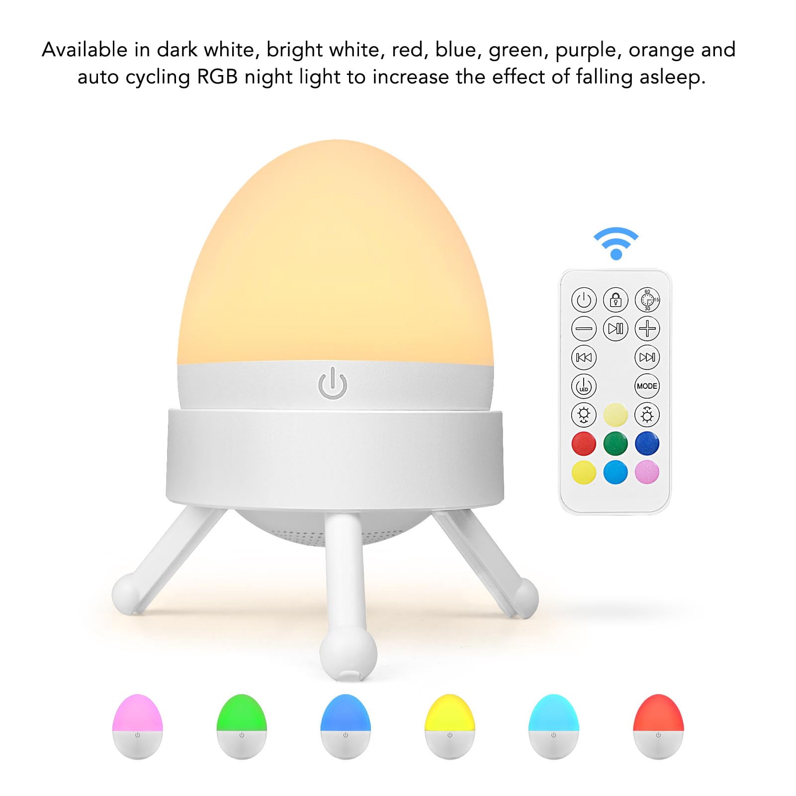 Yajisi White Noise Sleeping Machine w/ Night Light, Rechargeable 1800mAh Built-in Battery, Remote Control Auto-Off Timer, 20 Soothing Sounds for Adults & Kids, Portable Sleep Sound Therapy, White