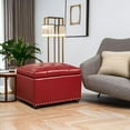 thumbnail image 5 of 24'' Leather Storage Ottoman Rectangular Foot Rest Stool with Nailhead Trim for Bedroom Living Room(Red), 5 of 8