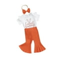 thumbnail image 2 of Elippeo 0-18M Toddler Baby Girl Easter Outfit 3 6 12 18 Months Bunny Rabbit Print Rompers Bell-Bottom Flared Pants Sets Clothes, 2 of 9