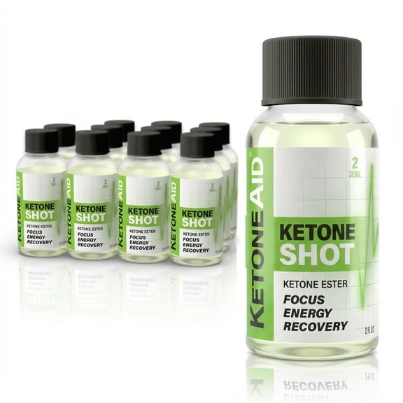 KetoneAid Ketone Shot | Best Tasting Ketone Ester | Peachy | Focus, Energy & Recovery | Actual Performance Ketone Developed with US Military | 12 Pk 2oz