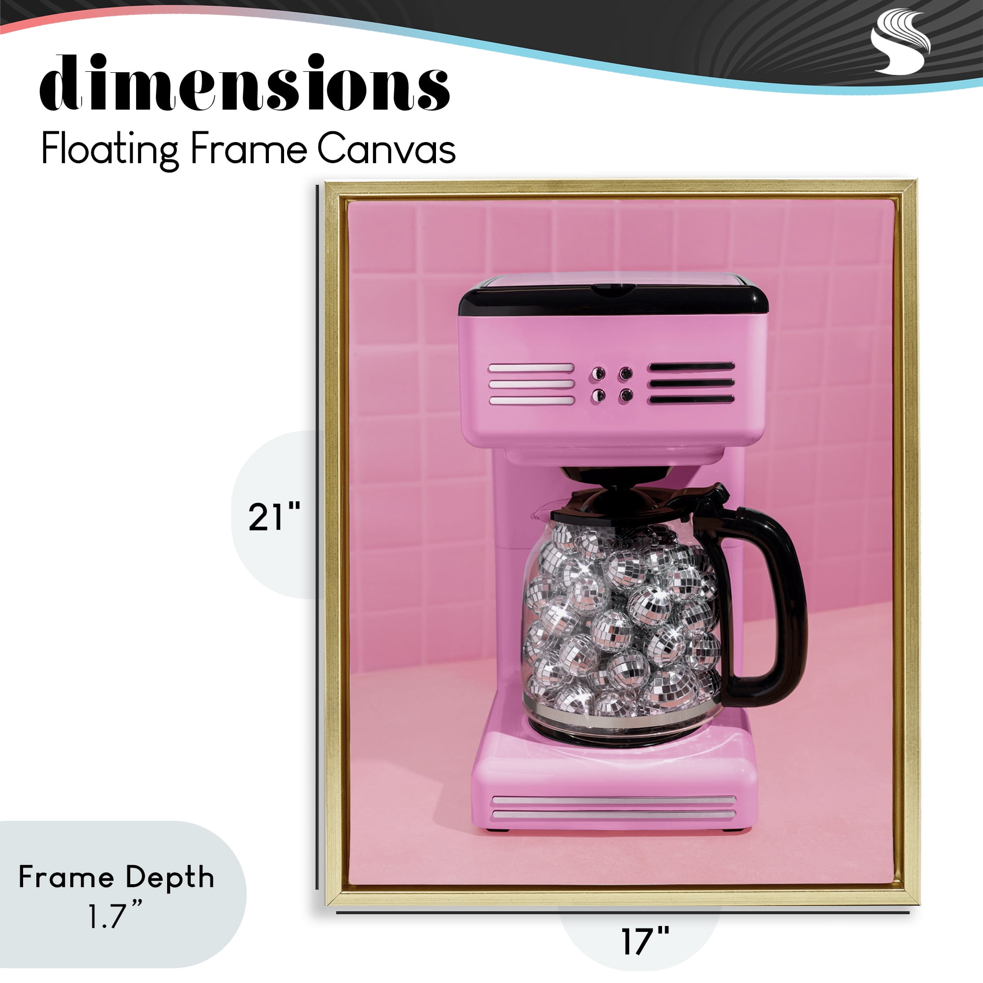 Stupell Industries Disco Coffee Over Pink Gold Framed Floater Canvas Wall Art, design by LISH Creative