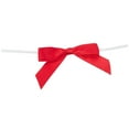 thumbnail image 3 of 100-Pack Twist Tie Bows for Crafts, Pre-Tied Satin Ribbon for Gift Wrap Bags, Party Favors, Baked Goods, Cookies, Mini Bowties for Hair Decorations (2.5x3 in, Red), 3 of 4