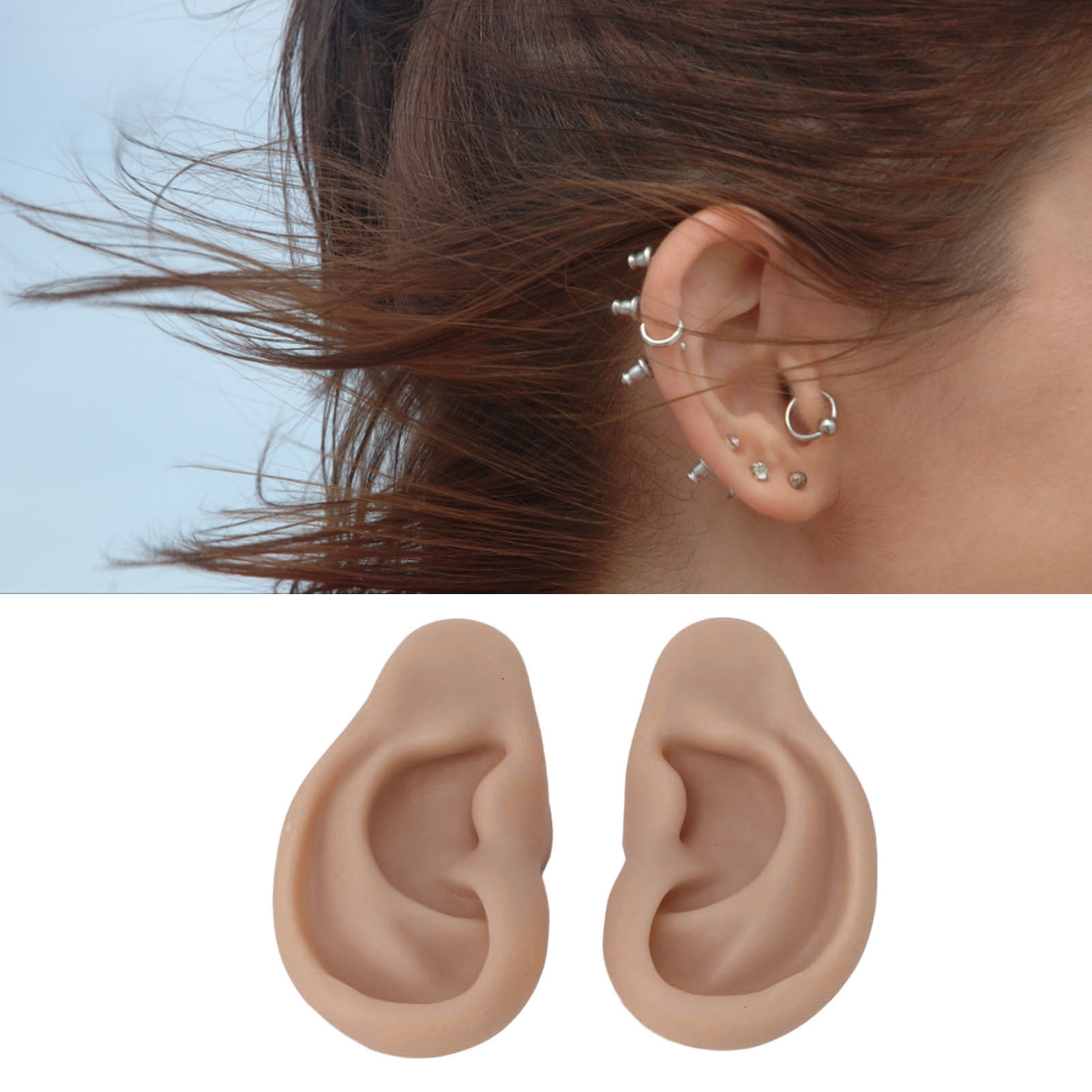 Baluue Ear Model Silicone Tunnels for Ears Silicone Earrings Ear Piercing  Earrings Simulation Ear Model Earrings