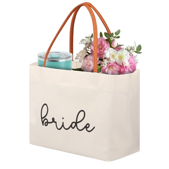 Threns Canvas Tote Bag,Bridal Shower Gifts for Bride,Wedding Bachelorette Bride Gifts Shoulder Bag,Beige