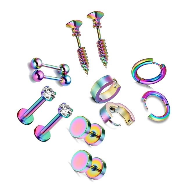 Guardurnaity 6 pares de pendientes de tuerca con barra curva de acero inoxidable para piercing de hélice. Ropa, zapatos y accesorios Miscelánea Vistoso 12 piezas