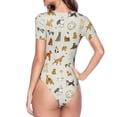 thumbnail image 4 of The Xecao Dogs Funny Pets Women's Crew Neck Body Suit, a short-sleeved bodysuit and basic swimsuit, both comfort and style for dating and daily life, 4 of 9
