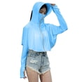thumbnail image 3 of VBVC Women's UPF 50+ Full Coverage Sun Protection Hoodie,Ladies Breathable Zip Up Jacket,Outdoor Driving Cycling Shirt For Women,Light Blue,Free Size, 3 of 8