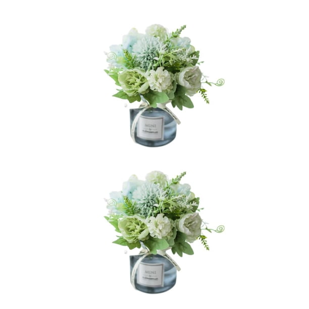 Flores artificiales Matsuzay 2 piezas Verde peonía+negro