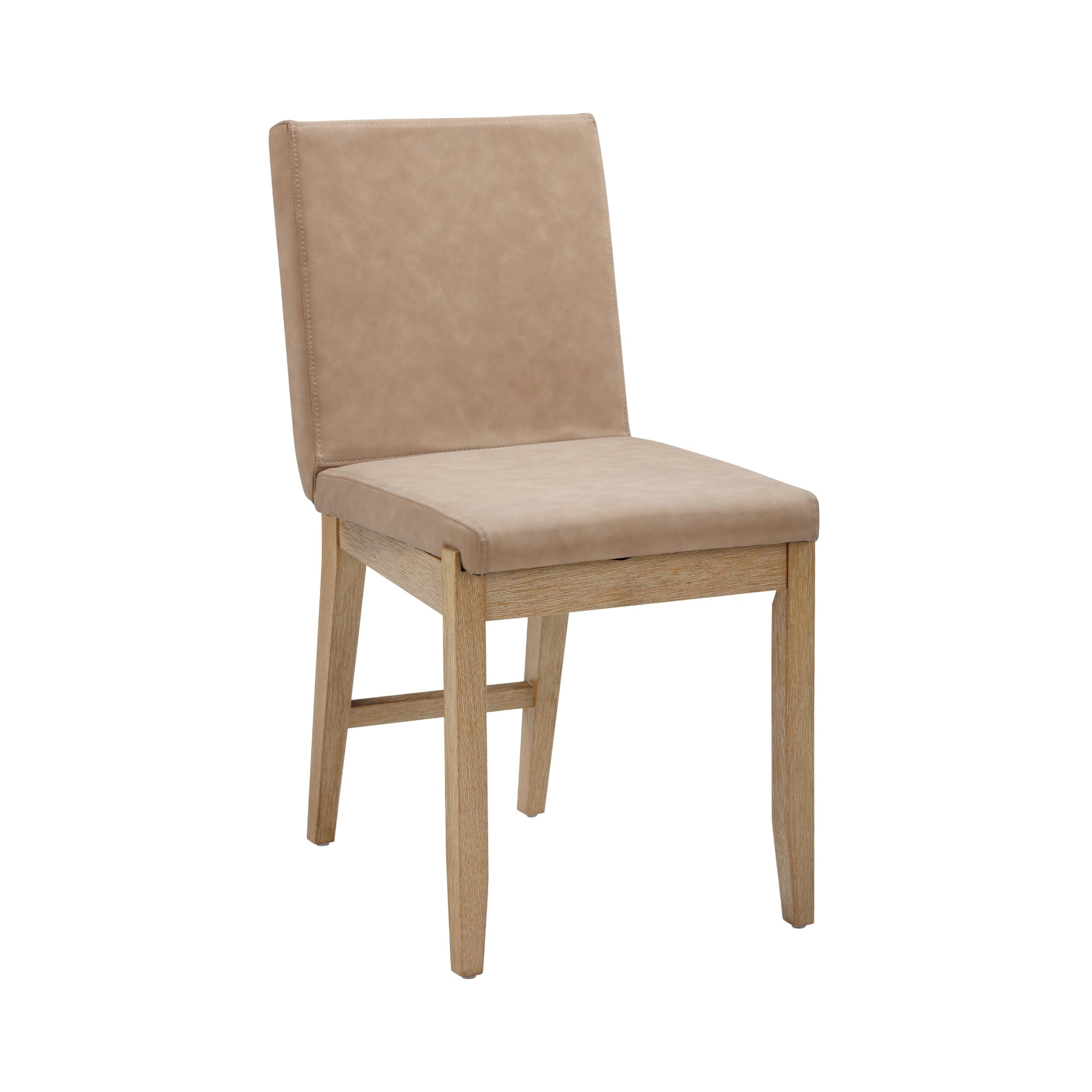 Nathan James Gracie Modern Dining Chair with Cushion, Upholstered Dining Chair with Solid Wood Frame, Light Brown, Set of 2