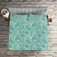 thumbnail image 2 of Ambesonne Teal Quilted Coverlet 3 Pcs, Romantic Lace Pattern, King Size, Teal Beige, 2 of 2