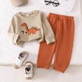 thumbnail image 2 of zuwimk Fall Outfit for Toddler Boy Girl Long Sleeve Dinosaur Sweatshirt Pant Sets Winter Pullover Clothes (6-9 Months,Brown), 2 of 8