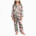 thumbnail image 3 of sdbrld Christmas Silk Pajamas for Kids Tween Girls 2 Piece Cute Graphic Pjs Fall Winter Button Down Long Sleeve Top and Pants Holiday Home Loungewear Sizes 11-12 Years, 3 of 9