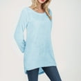 thumbnail image 2 of Ediodpoh And Winter Fashionable Women's Solid Color Round Neck Comfortable Long Sleeved Warm Sweater Fall Sweaters for Women Blue XXL, 2 of 5