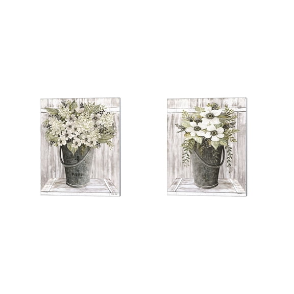 Great Art Now Galvanized Paris & Le Marche by Cindy Jacobs 2 Piece Canvas Art Set Each 12"W x 15"H