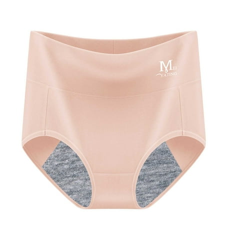 Kopltyrfg Women Plus Size Panties Cotton Leakproof Underwear Tummy Control Panty Solid Soft Underpants Leak Briefs Pink M