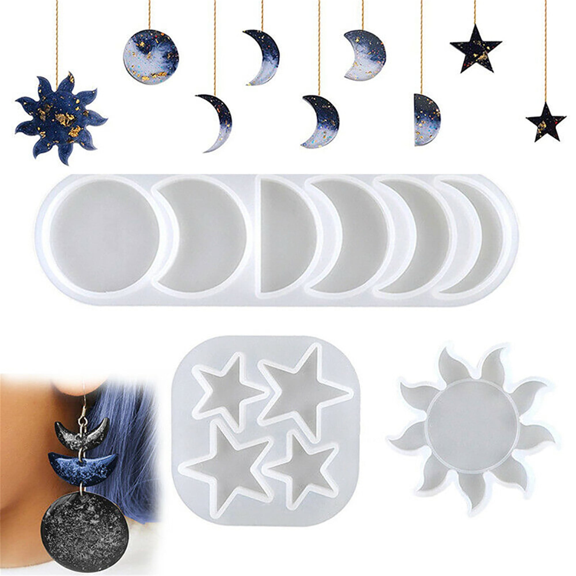 DIY Epoxy Resin Silicone Molds Moon Star Home Decor Mould Casting Making Craft 