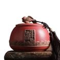 thumbnail image 1 of Retro Rough Pottery Loose Tea Tin Tea Storage Tea Caddy Tea Canister Tea Storage Container Tins Jar with Airtight Lid and Lucky Goldfish Tassel Decoration, Can Keep Bulk Tea Tidy and Fresh, 1 of 6